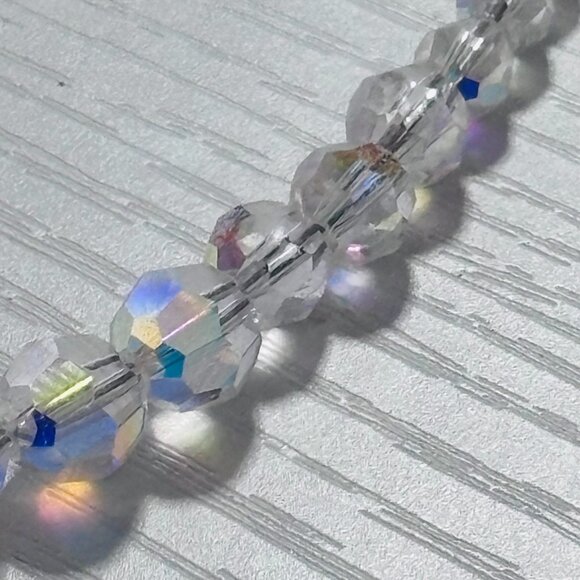 Aurora Borealis Crystal Beaded Necklace Clear AB Sparkle 16” - Picture 7 of 12